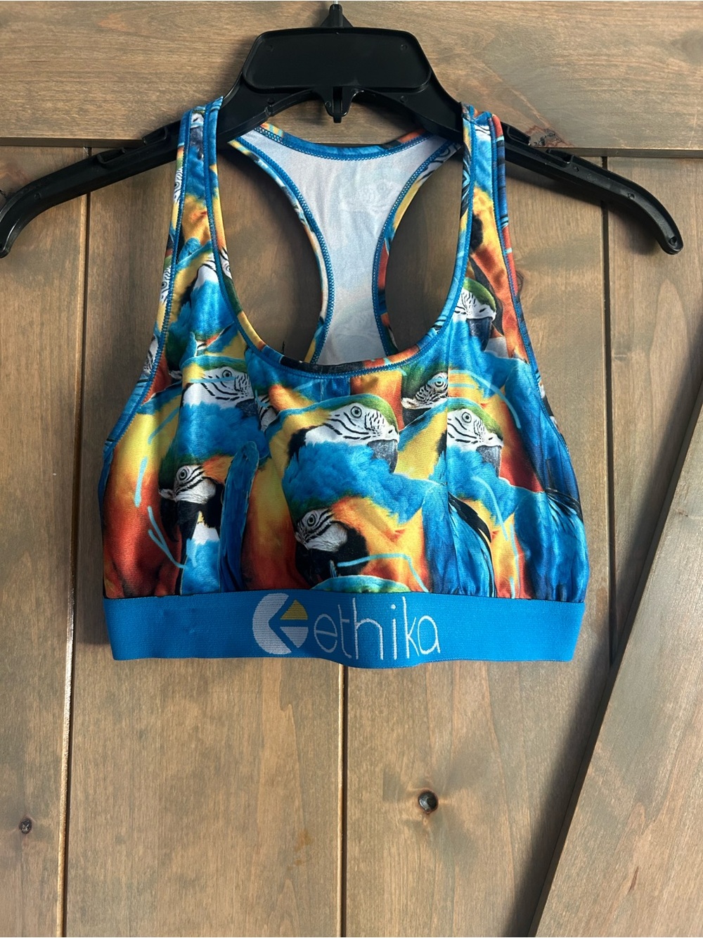 ethika Blue Multicolor Parrot Print Sports bra